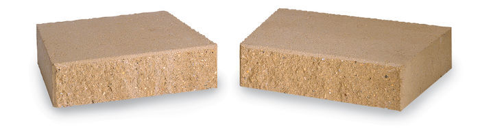Cap units put the finishing touch on your VERSA-LOK retaining wall. They're available in two styles—A and B—and are 3-5/8" tall by 14" wide (at the face). Caps can be used with all types of designs. For straight walls, use both caps alternately. Outside curves require A caps only while inside curves use B caps.